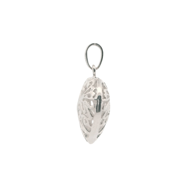 Silver filigree heart pendant in sterling silver