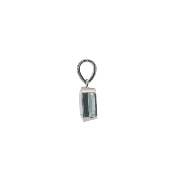 Blue topaz rectangle pendant in sterling silver