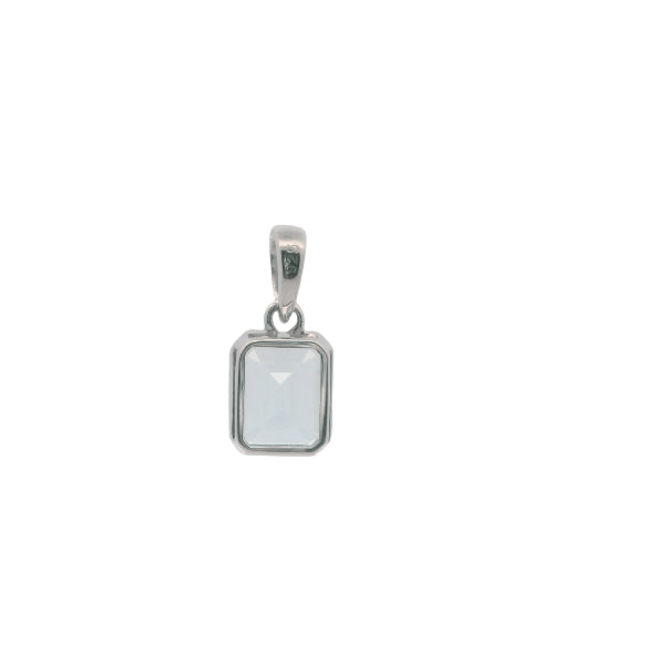 Blue topaz rectangle pendant in sterling silver