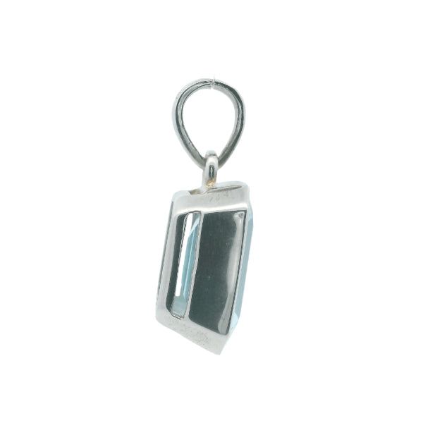 Blue topaz rectangle pendant in sterling silver