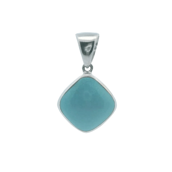 Turquoise square pendant in sterling silver