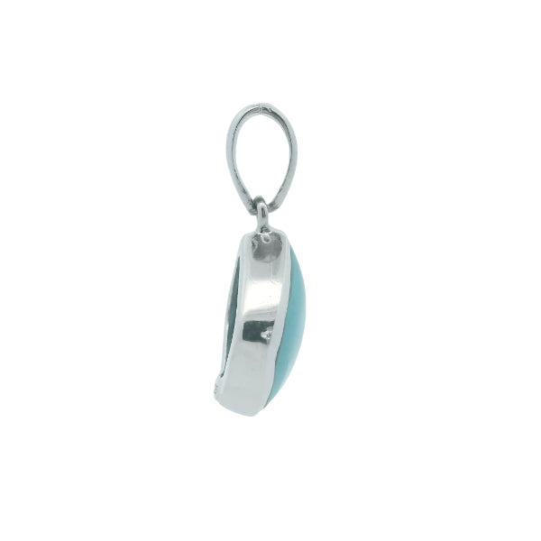 Turquoise square pendant in sterling silver