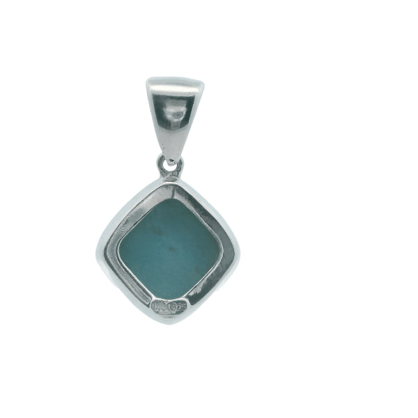 Turquoise square pendant in sterling silver