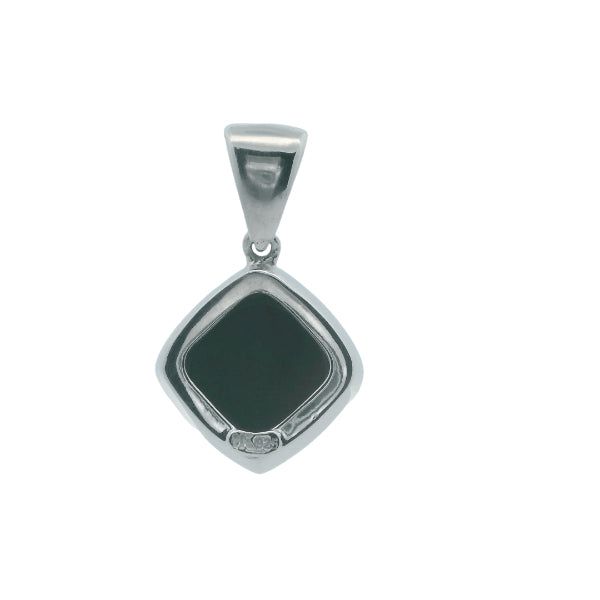 Onyx square pendant in sterling silver