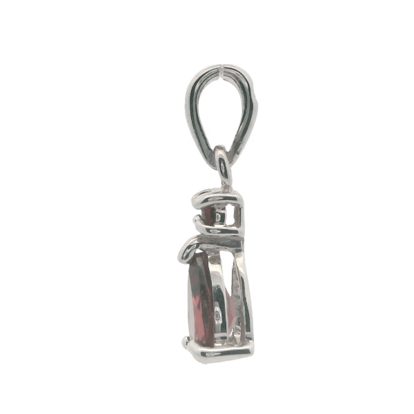Garnet drop pendant in sterling silver