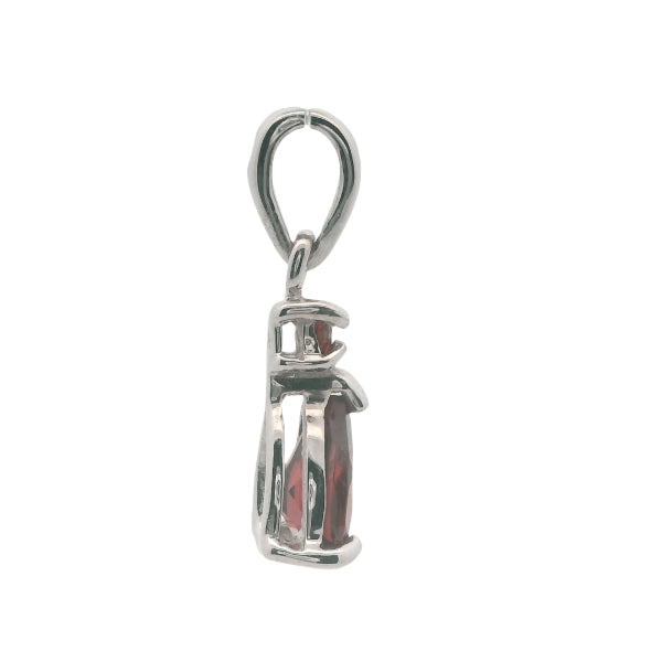 Garnet drop pendant in sterling silver