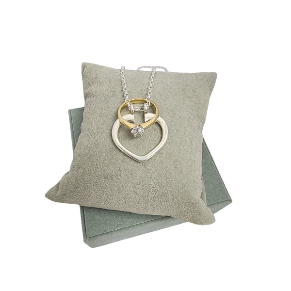Heart shaped ring holder pendant in sterling silver