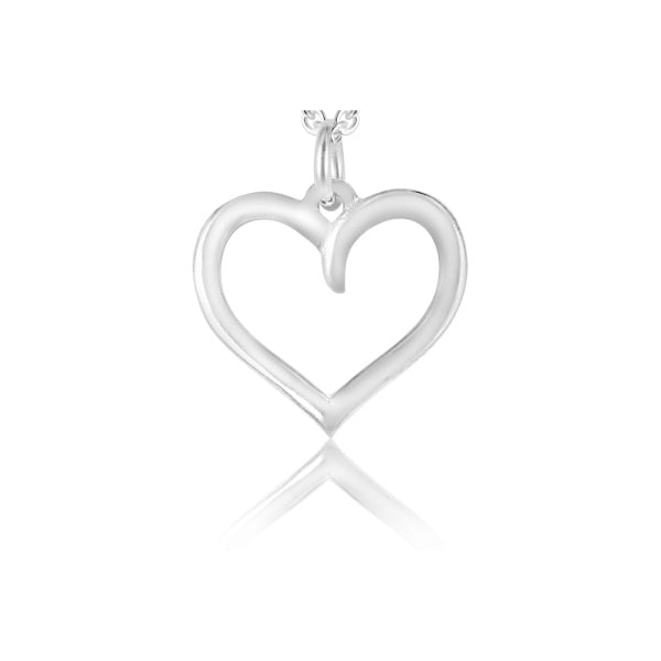 Open heart pendant in sterling silver