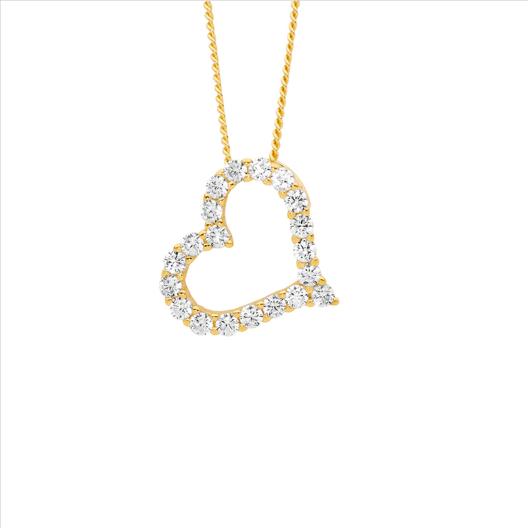 Gold plated silver cz heart necklace from Ellani