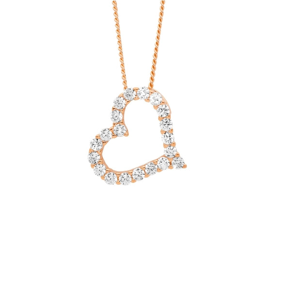 Rose gold plated silver cz set heart necklace from ellani
