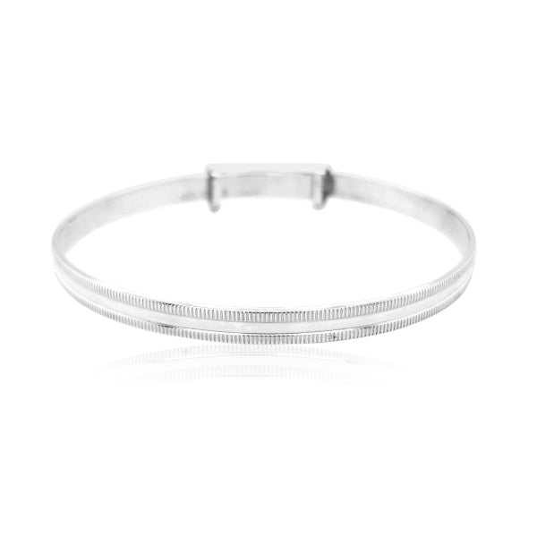 Childs rope edged expander bangle in sterling silver