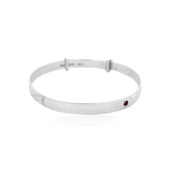 Sterling Silver Baby Expander Bangle with Garnet
