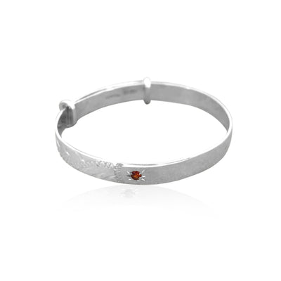 Sterling Silver Baby Expander Bangle with Garnet
