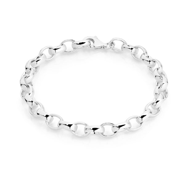 Heavy weight oval belcher bracelet in silver - 19cm