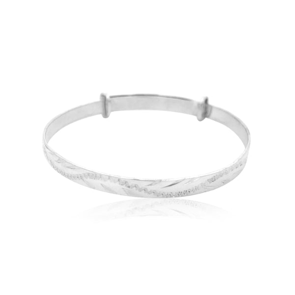 Childs engraved expander bangle in sterling silver - 5mm wide