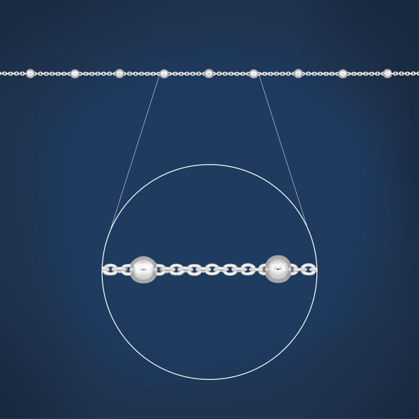 Cable chain and ball anklet in sterling silver - 25cm