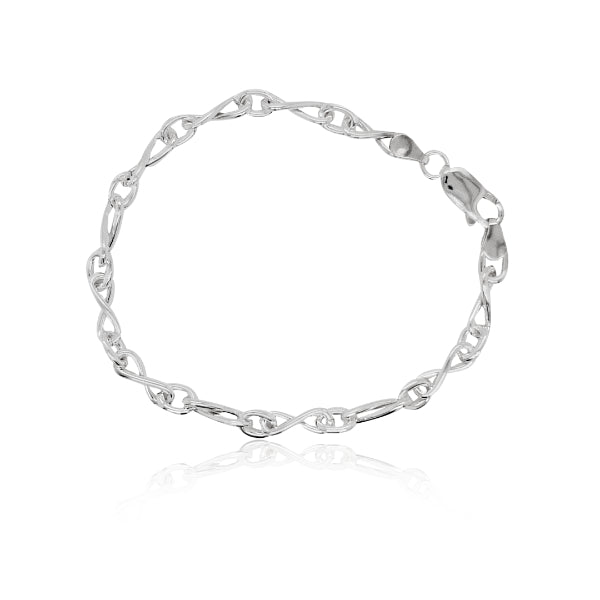 Infinity figaro and cable chain bracelet in sterling silver - 19cm