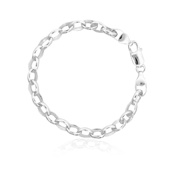 Heavy oval belcher bracelet with lobster clasp in sterling silver - 20cm