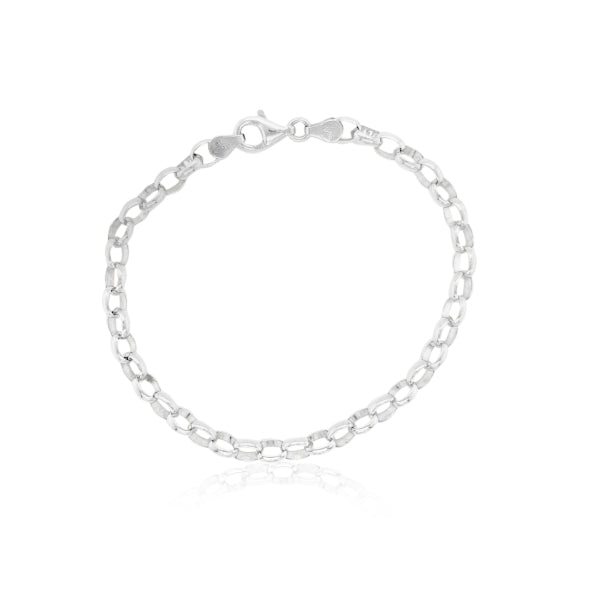 Medium weight oval belcher bracelet in sterling silver - 19cm
