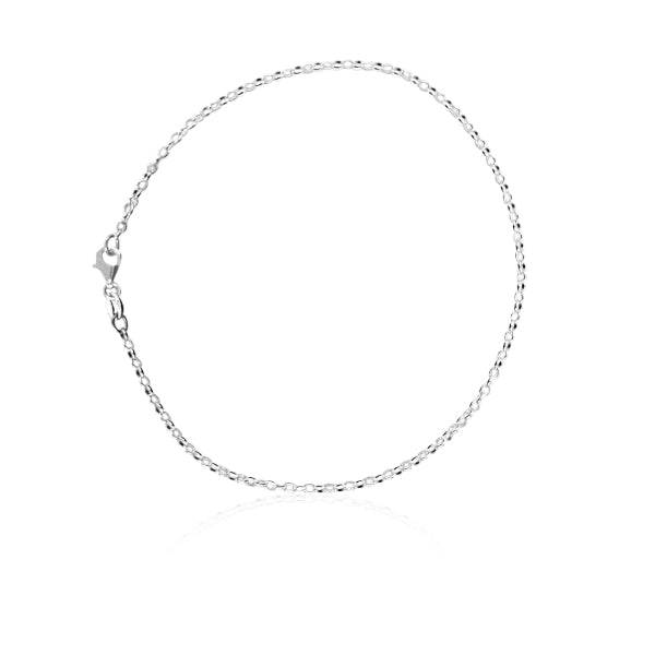 Fine oval belcher anklet in sterling silver - 25cm
