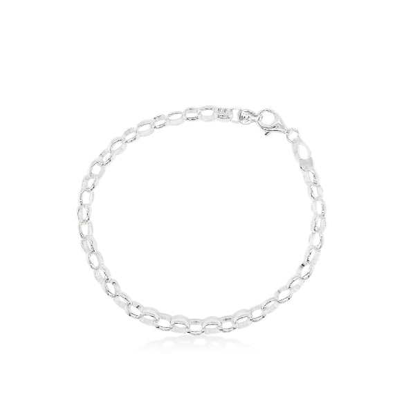 Heavy oval belcher bracelet in sterling silver - 21cm