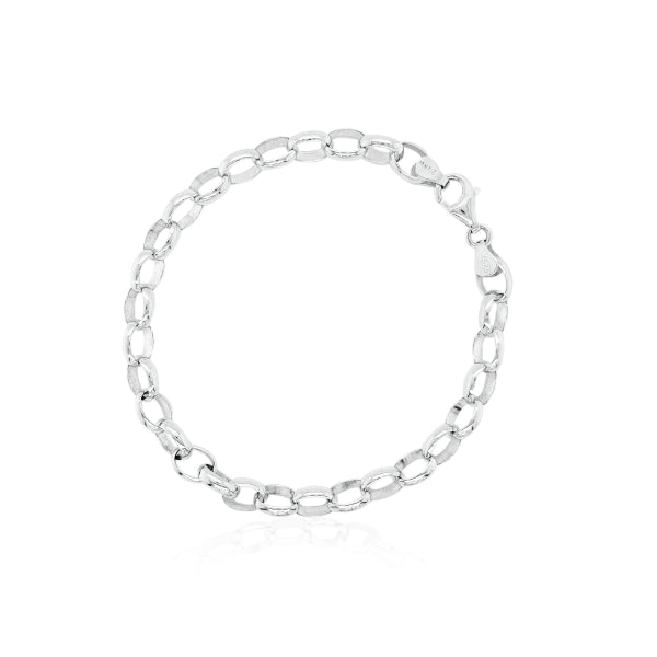 Heavy oval belcher bracelet in sterling silver - 21cm