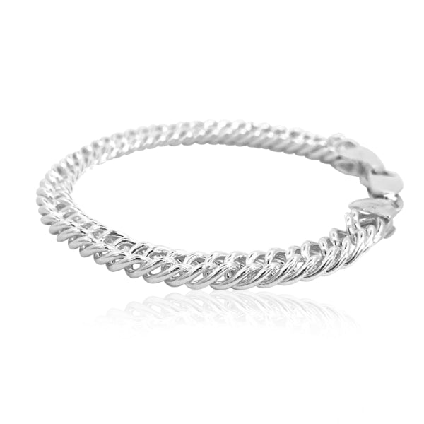 Heavy double curb bracelet in sterling silver - 20cm