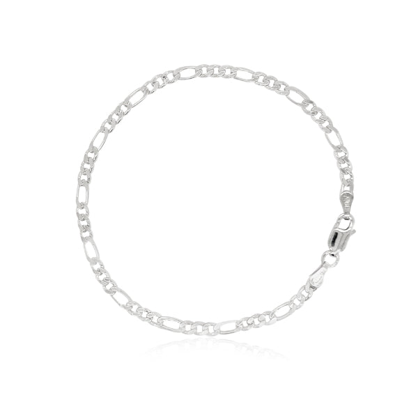 Figaro diamond cut bracelet in sterling silver - 20cm