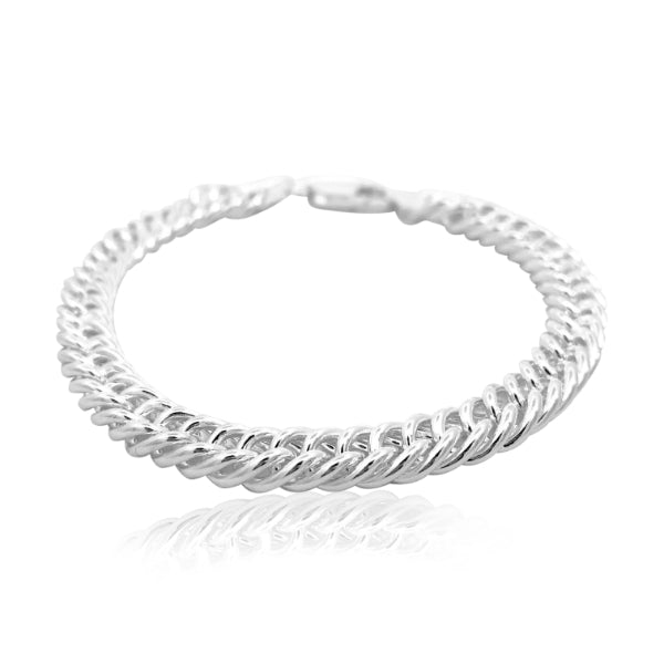 Heavy double curb bracelet in sterling silver - 20cm