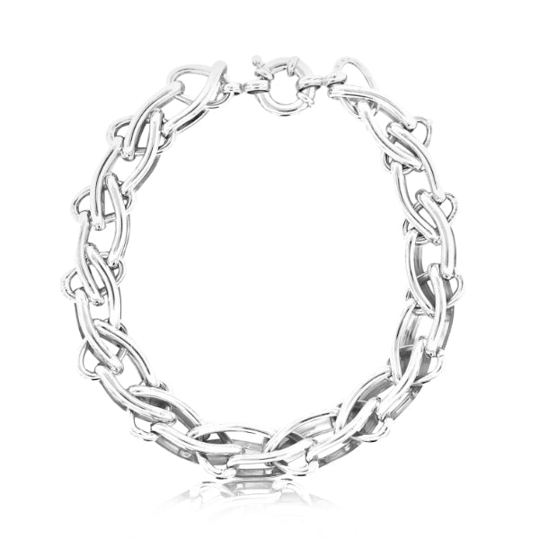 Herringbone bracelet with bolt clasp in sterling silver - 19cm