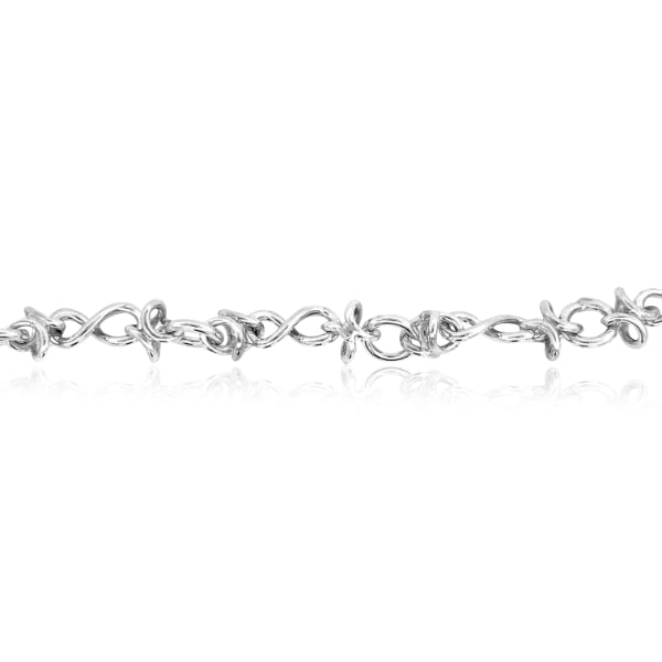 Eternity and cross over link bracelet in sterling silver - 19cm
