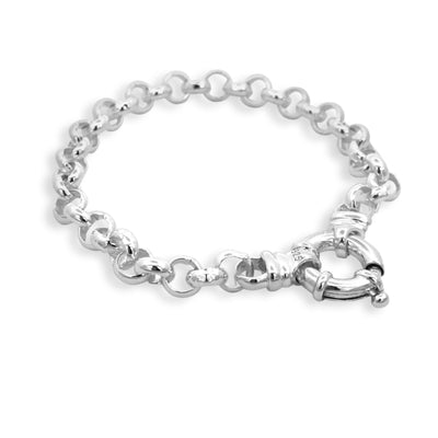 Silver heavy round belcher bracelet with bolt clasp in sterling silver - 20cm