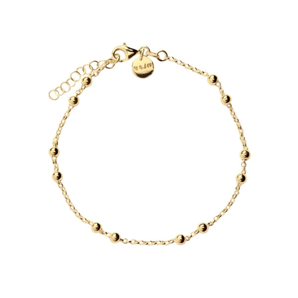 Najo chain and ball anklet in gold plated sterling silver - 23cm