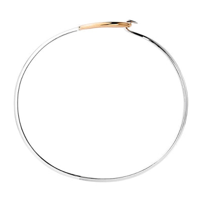 Najo fine bangle in sterling silver with gold tone oval ring clasp