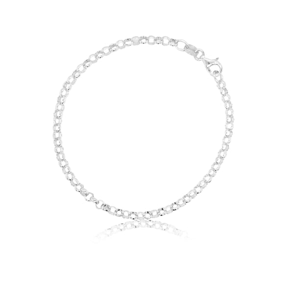 Medium round belcher bracelet in sterling silver - 19cm