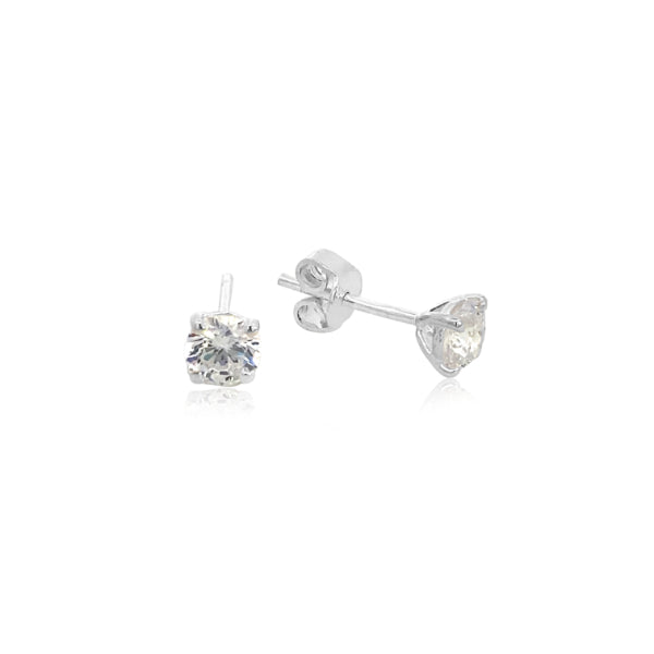Cubic zirconia stud earrings in sterling silver - 5mm