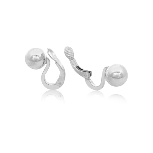 Ball clip-on earrings in sterling silver