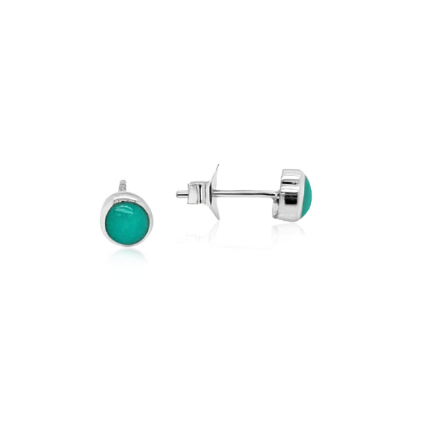 Turquoise stud earrings in sterling silver - 4mm