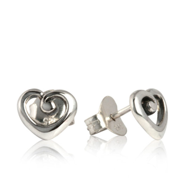 Evolve heart of NZ stud earrings in sterling silver