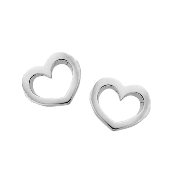 Open heart stud earrings in sterling silver