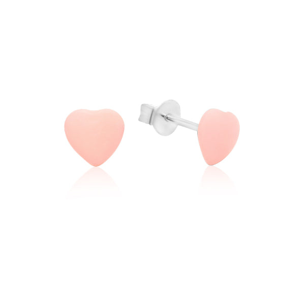 Pink Heart stud earrings in sterling silver