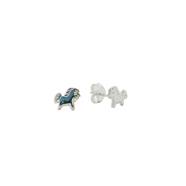Pony stud earrings in sterling silver