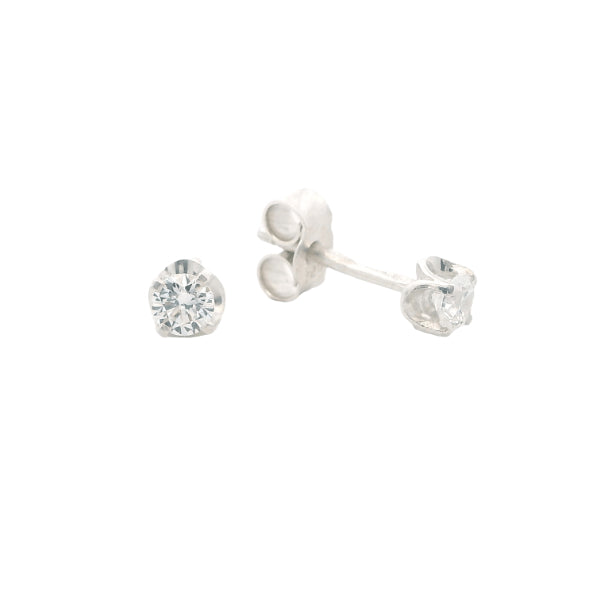 Cubic Zirconia stud earrings in sterling silver - 3.25mm