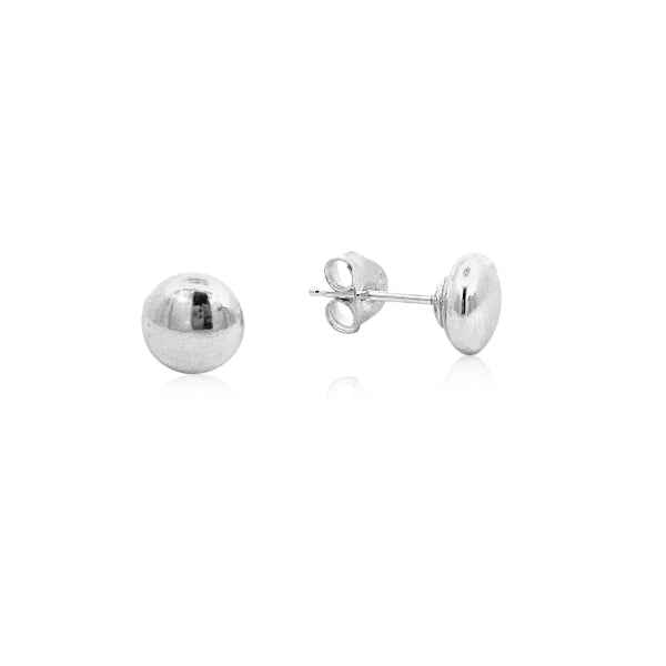 Flat ball stud earring 6mm in sterling silver