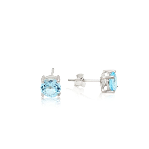 Blue Topaz earrings in sterling silver - 4mm