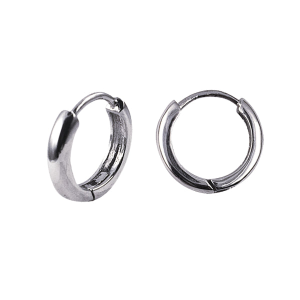 Plain round huggie earrings in sterling silver 10mm
