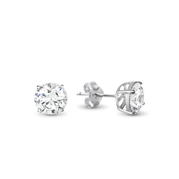 Round 6mm cubic zirconia stud earrings in sterling silver