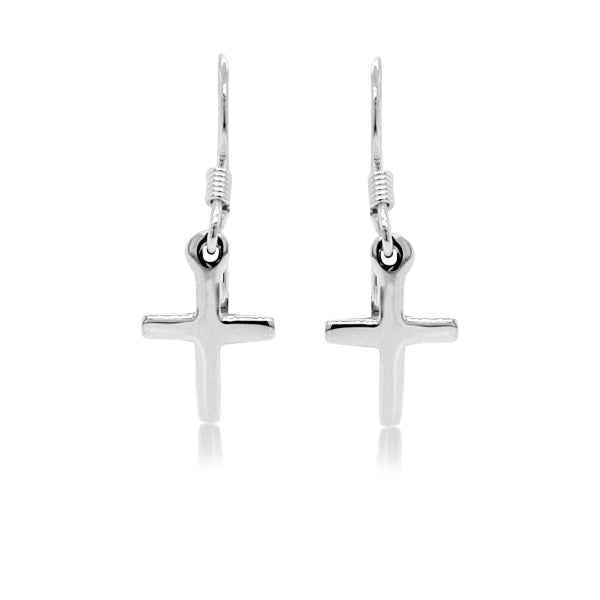 Cross hook earrings in sterling silver