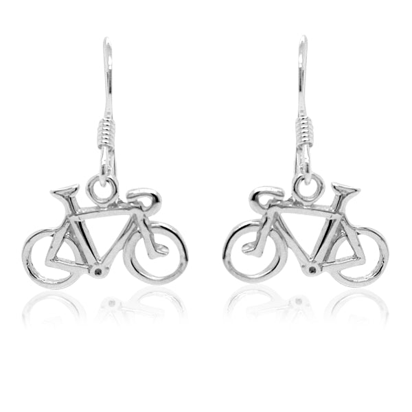 Bicycle hook earrings in sterling silver