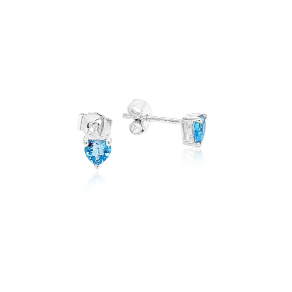 Blue Topaz Heart stud earrings in silver
